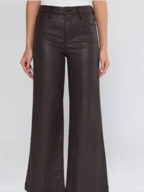 Just Black NWT Denim Boutique Wide-Leg Coated Denim Pants in Dark Brown